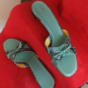 Cole haan delray slide turquoise snakeskin 08print